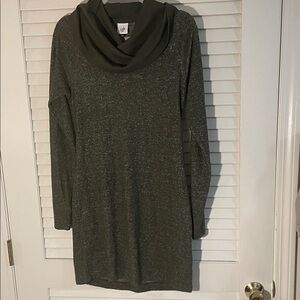 CAbi Avocado White Spec Cowl Neck Sweatshirt Dress